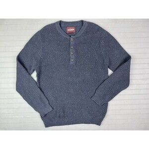 Alesbury Size L Mens Sweater Blue Heather 1/4 Button Front Long Sleeve Pullover